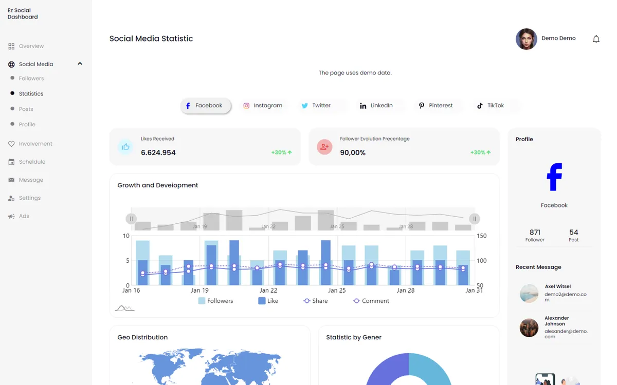 Ez Social Dashboard screenshot 3