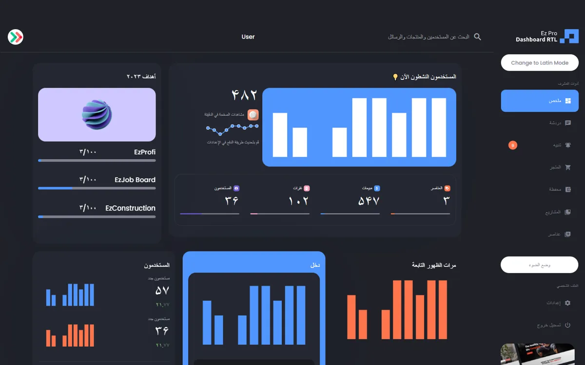 Ez Dashboard RTL screenshot 2