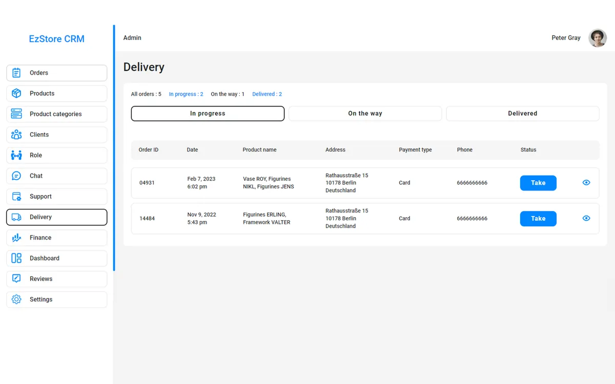 Ez Store Admin Panel, CRM screenshot 5
