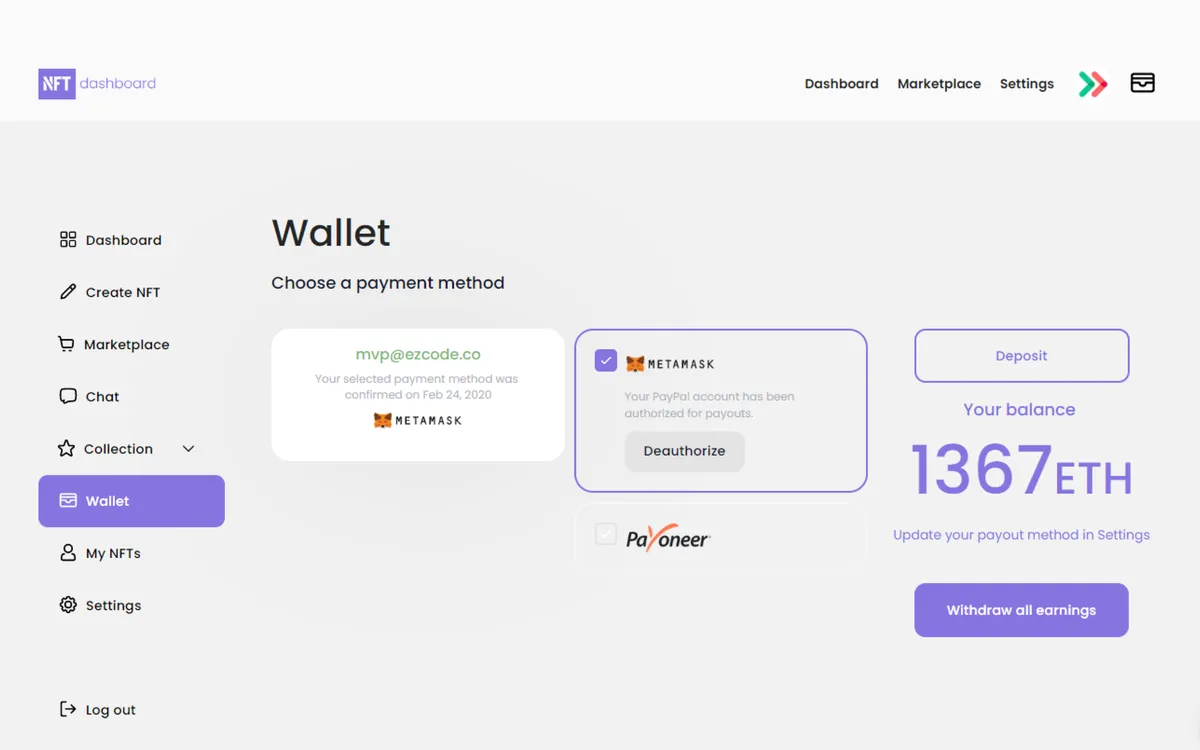 Ez NFT Dashboard screenshot 6