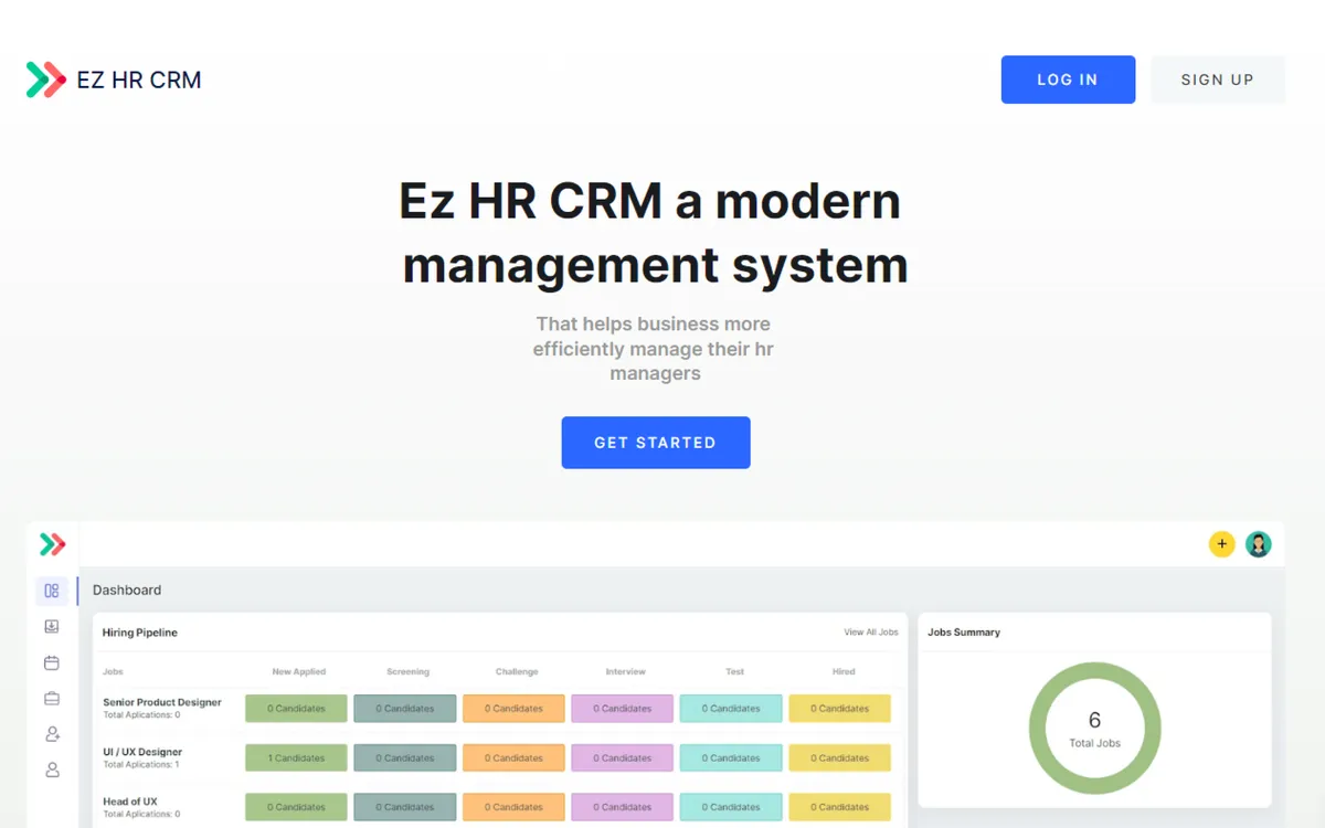 Ez Hr CRM Dashboard screenshot 1