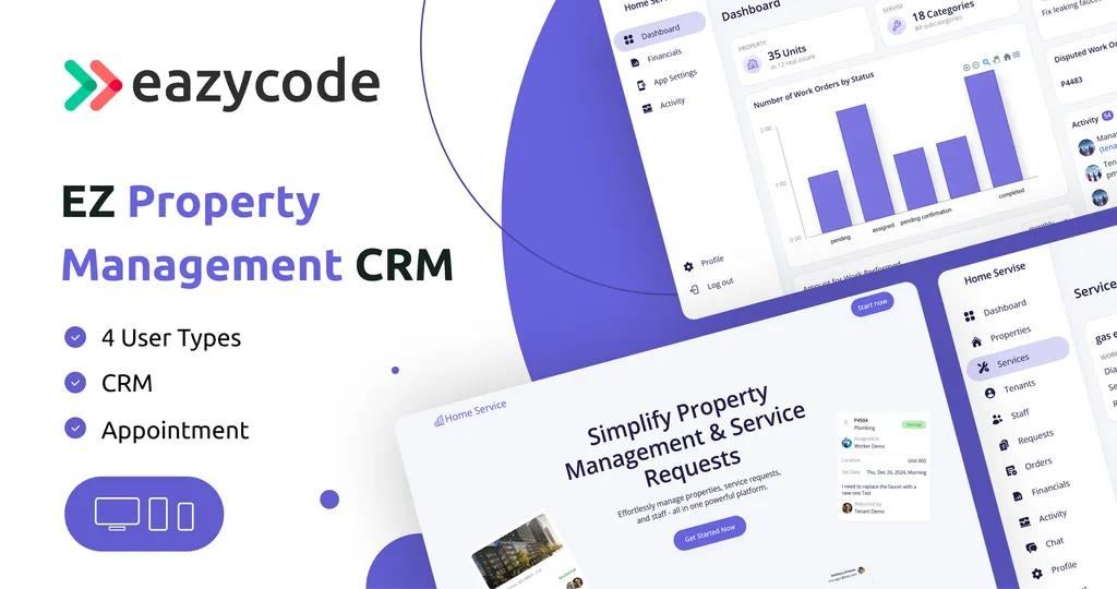 Ez Property Management CRM, No-Code Real Estate & Rental Management Platform